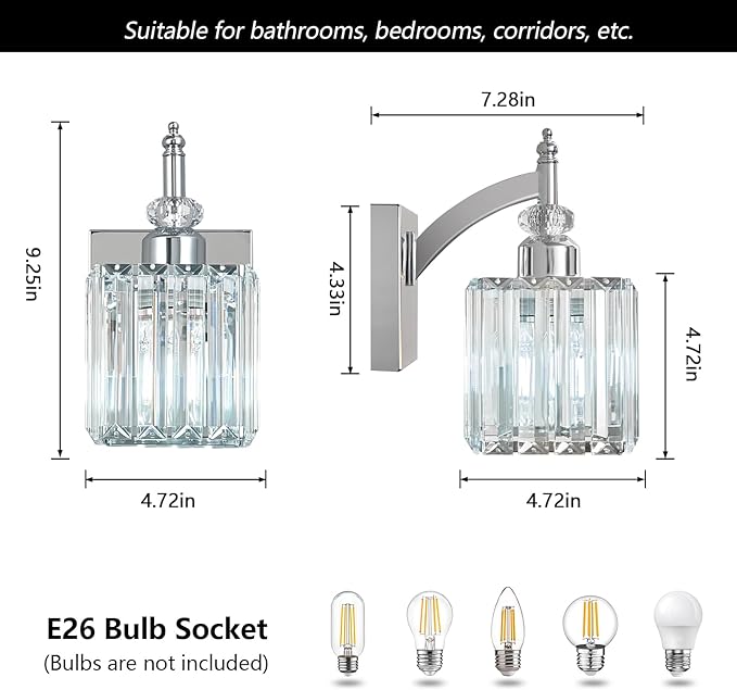 BBLLWJ Modern Wall Sconces Set of Two Chrome Wall Sconces Indoor Wall Lamp - Image 4