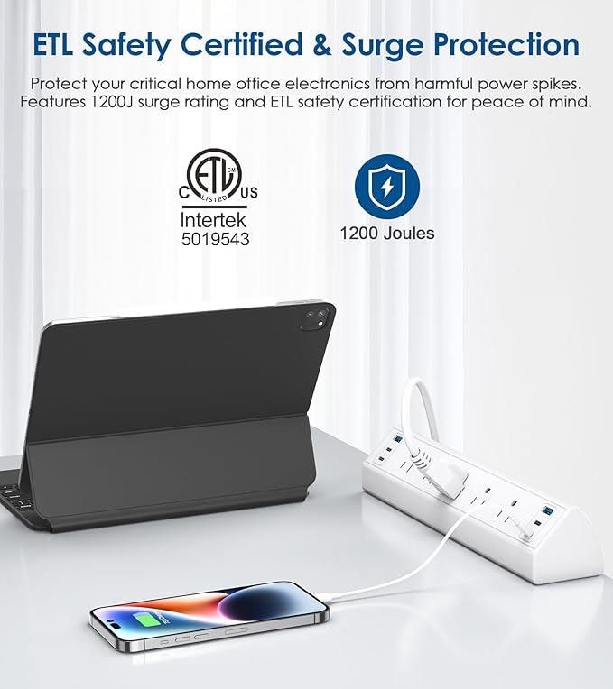 Jgstkcity Desk Clamp Power Strip USB C, 40W Total Fast Charging Station - Image 3