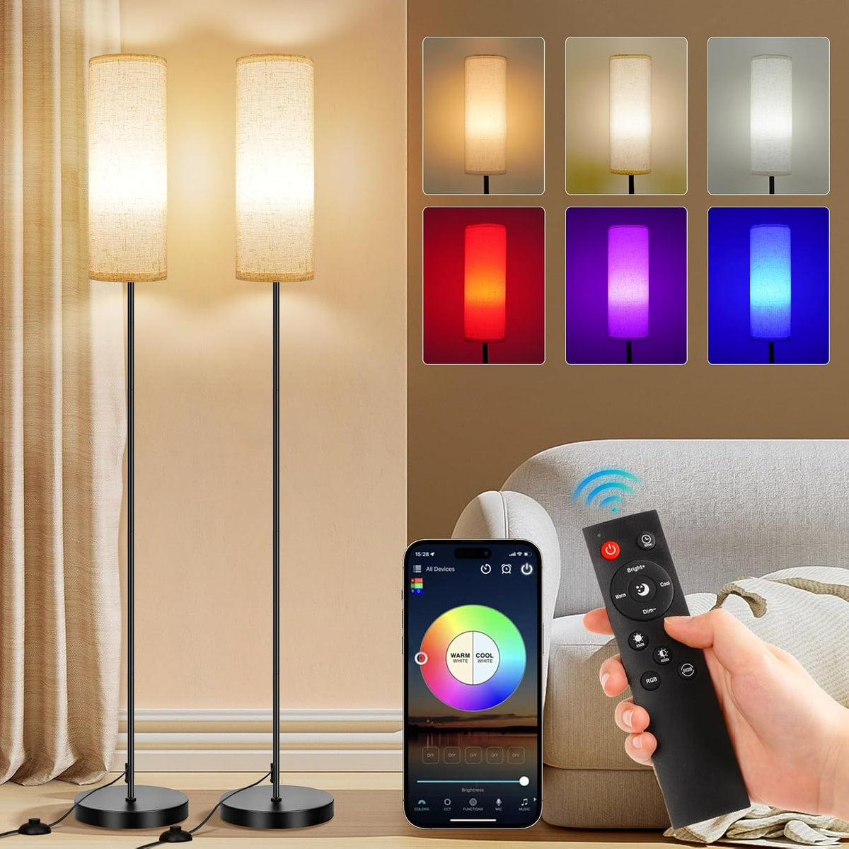 FRIDEKO HOME 2 Pack Floor Lamps