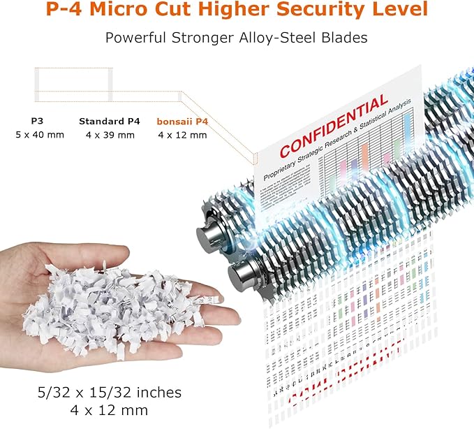 Bonsaii 12 Sheet Micro Cut Paper Shredder | 60-Minute Continuous Run Time | - Image 3