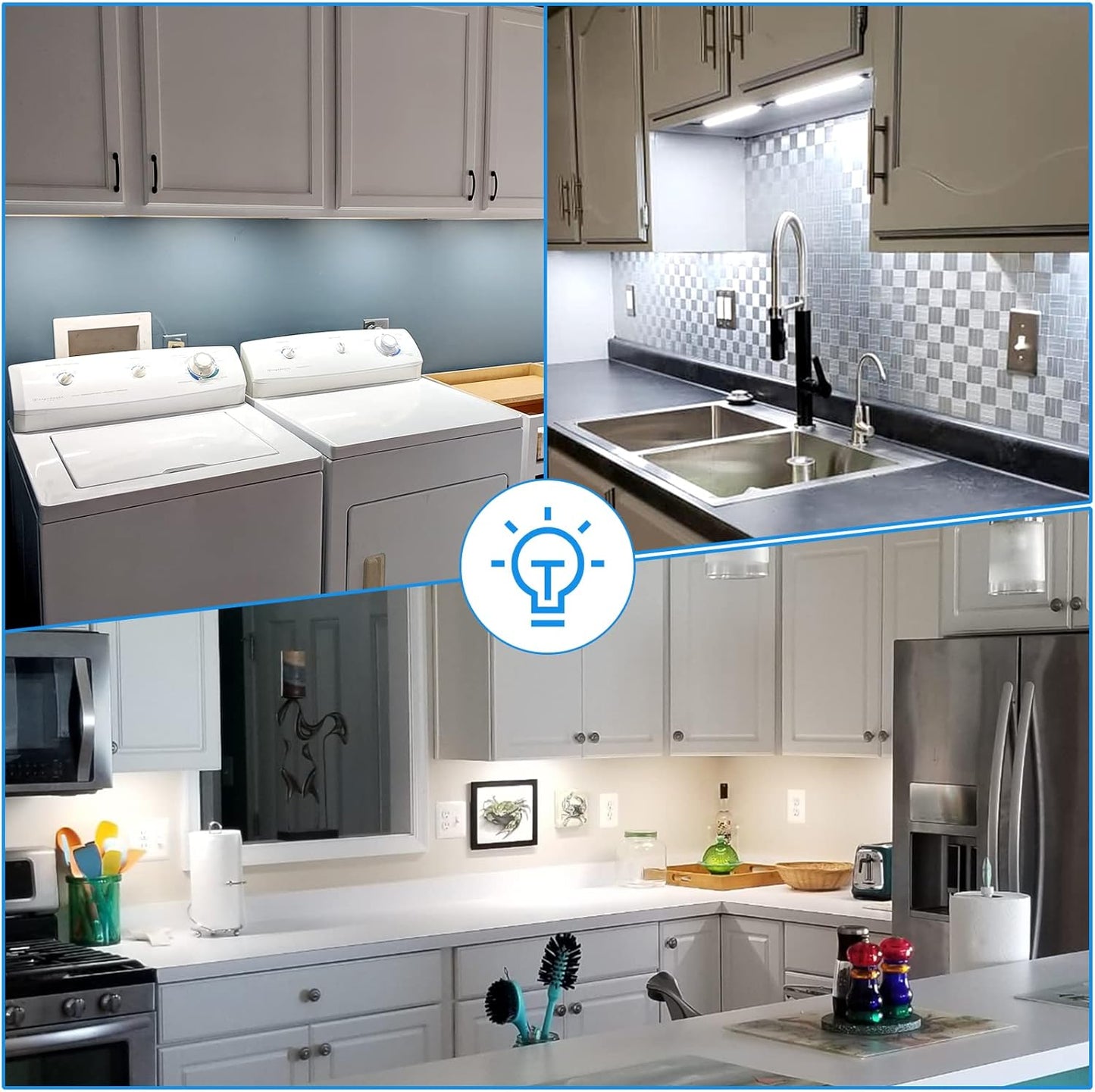 Kitchen Under Cabinet LED Lighting Kit, Super Bright, 6 PCS 12 Inches Light Bars, Plug-in or Hardwire Power Adapter, 31W 2000 Lumen, for Cabinet Counter Shelf Workbench (Daylight White 5000K)