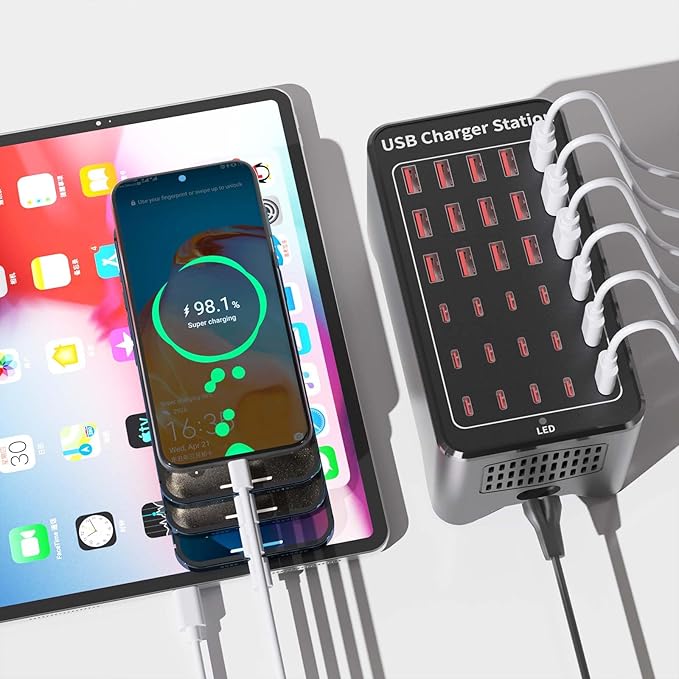 150W USB Charging Station, 30-Port USB C Charger Block, Smartphones - Image 7