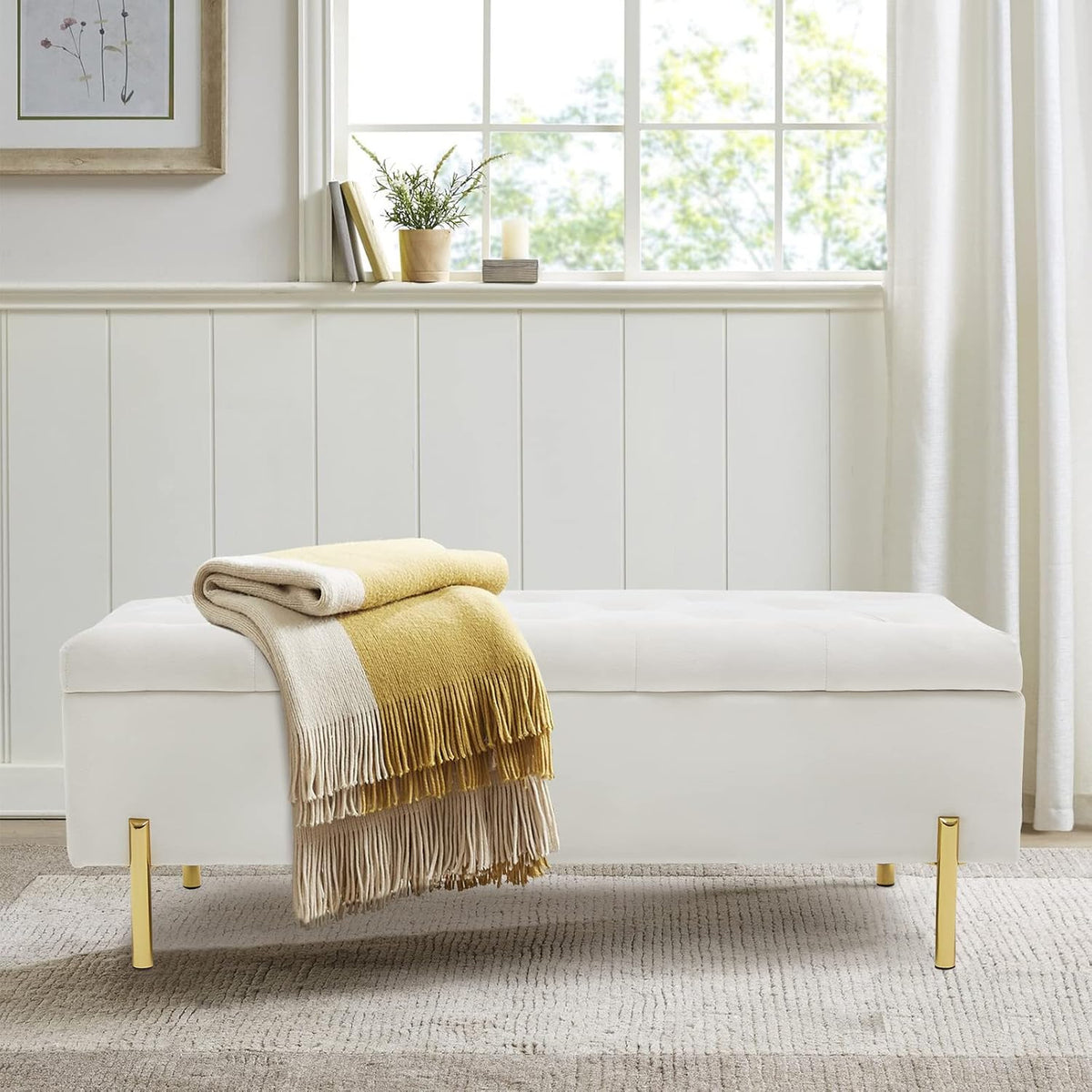 velvet storage bench ottoman, 45.6-inch end of bed, package contents