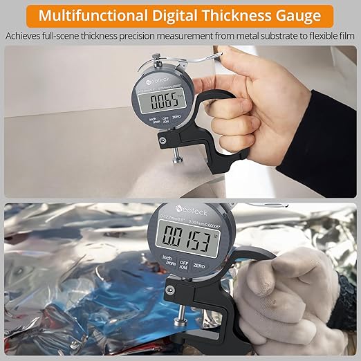 Neoteck Digital Thickness Gauge 0.5inch/12.7mm, 0.00005inch/0.001mm LCD Display - Image 7