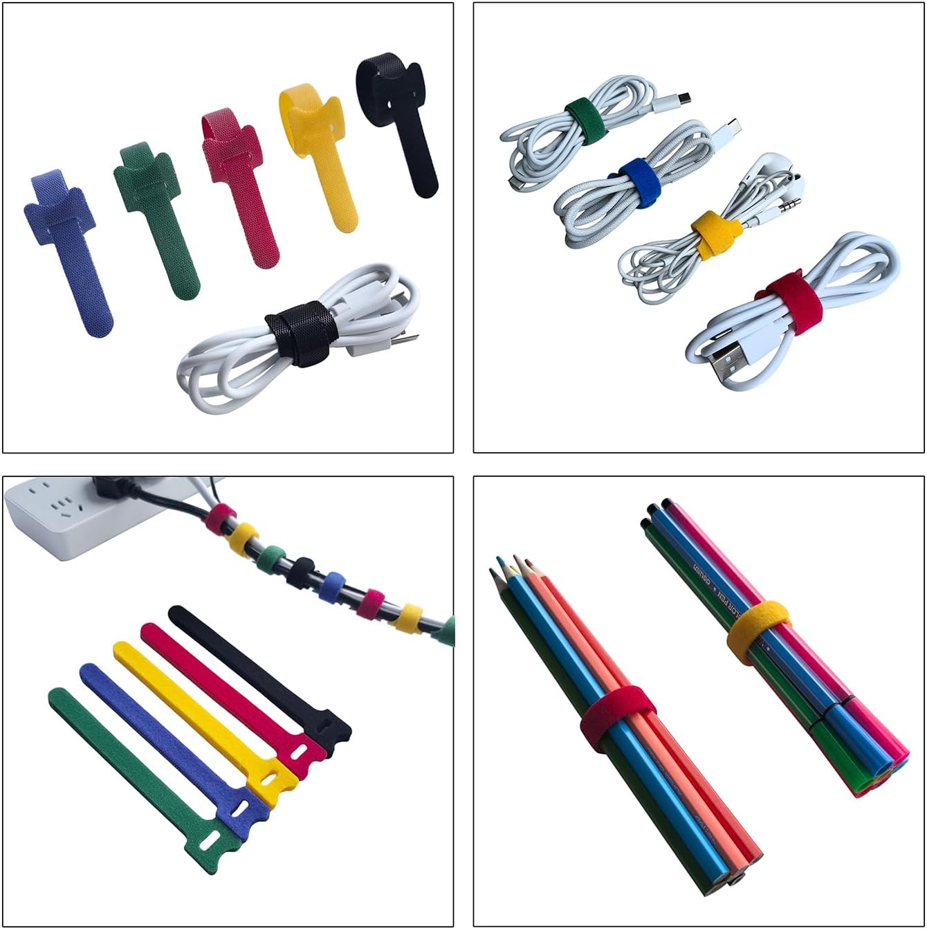 160 PCS 8 Inches Multi-Colour Reusable Cable Ties Cord Straps Multi-Purpose Wire Ties Cord Wrap Hook and Loop Organizer Cable Management,Adjustable Cord Ties for Home,Garden,Office,Data Centers
