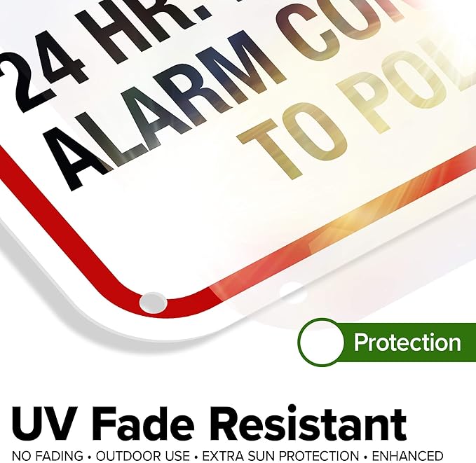 Warning 24 HR. Monitored Alarm Connected To Police Sign, 12x18 Inches, 55 mil - Image 4