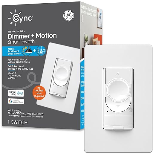 GE CYNC Smart Dimmer Light Switch & Motion Sensor, No Neutral Wire Required by CYNCSmartHome