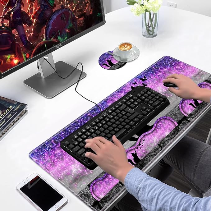 Ergonomic Keyboard Wrist Rest & Mouse Pad Wrist Rest Set, Large XXL Gaming Desk - Image 7