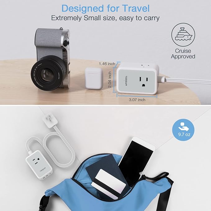 TESSAN Small Flat Plug Power Strip, Ultra Thin Extension Cord - Image 5