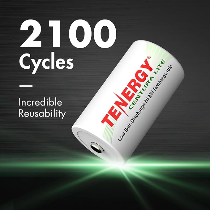 Tenergy 4 Pack Centura Lite D Size Batteries and TN486U 5-Bay Universal Battery - Image 3
