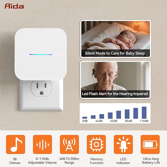 AIDA Door Alarms When Opened Wireless Ring Chime Sensor Alarm - Image 4