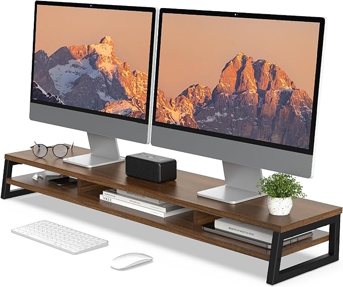 Fenge Dual Monitor Stand for Desk, 42.5in Large Monitor Riser for 2 Monitors by Fenge
