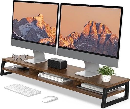 Fenge Dual Monitor Stand for Desk, 42.5in Large Monitor Riser for 2 Monitors by Fenge