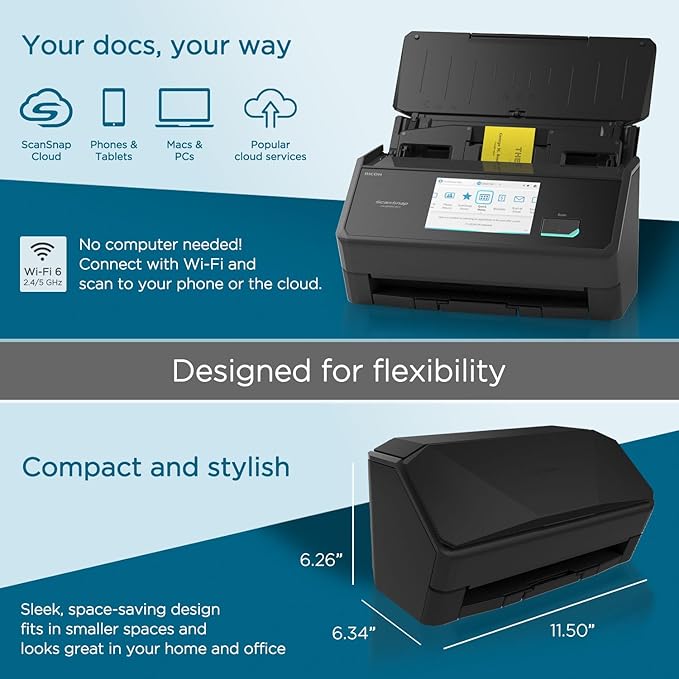 ScanSnap iX2500 Wireless or USB High-Speed Cloud Enabled Document, Photo & - Image 3