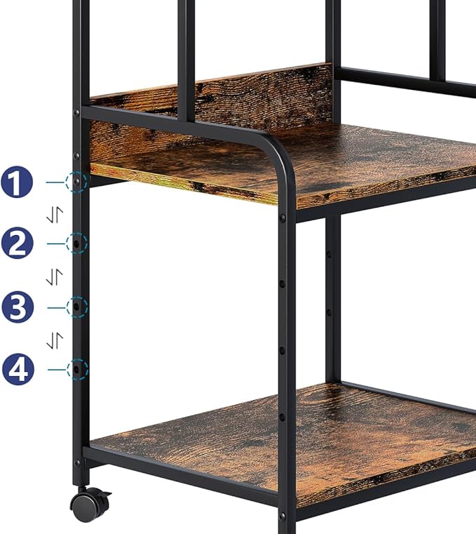 Arbuxzuy Printer Stand with Storage Shelf, 3 Tier Printer Cart with Wheels - Image 5