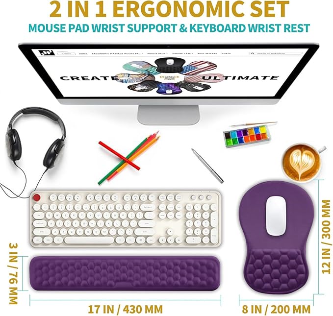 Hokafenle 2 in 1 Ergonomic Mouse Pad Wrist Support & Wrist Rest - Image 2