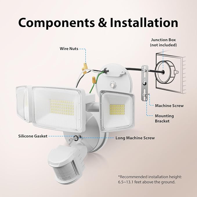 Onforu 2 Pack 100W 11000LM LED Motion Sensor Outdoor Lights, Dusk to Dawn Flood - Image 8