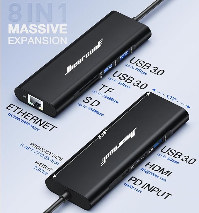 Hiearcool USB C Hub, USBC to 4K@60 Hz HDMI Adapter - Image 5