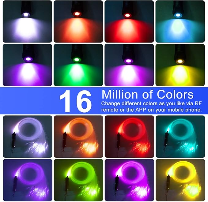 AZIMOM Bluetooth/RF Control 6W Car Use Sound Activated Fiber Optic Light Box - Image 4
