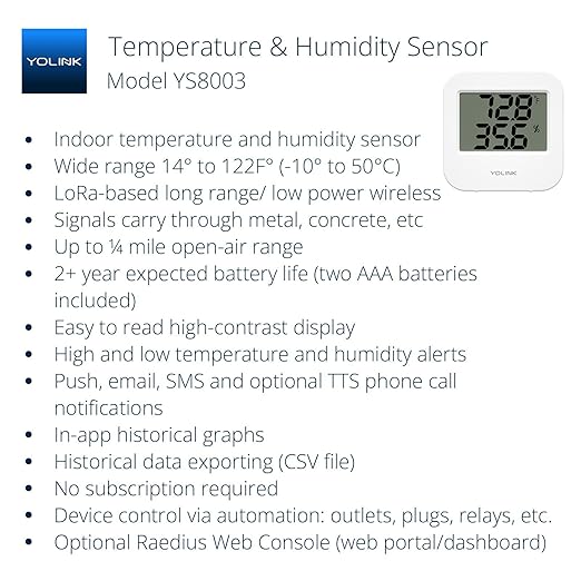 YoLink Smart Wireless Temperature & Humidity Sensor, Wide Temp Range - Image 2
