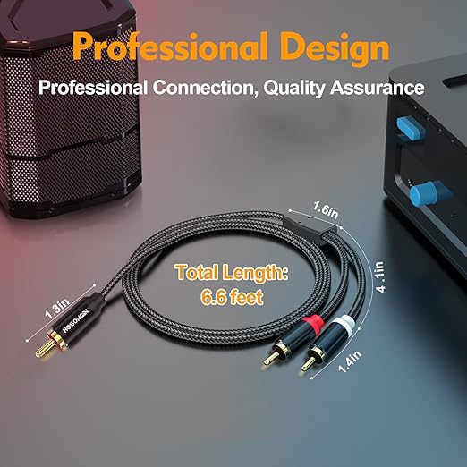 HOSONGIN RCA Y Splitter Cable, 2 Pack, Noise-Free Durable Braided Audio Cable - Image 6