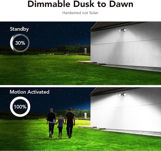 OREiN Motion Sensor Outdoor Security Lights, Dual-Head Adjustable LED Flood - Image 7