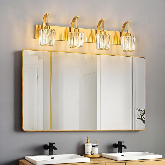 FDPBY Modern Bathroom Vanity Light, 4-Light Gold Wall Sconce - Image 3