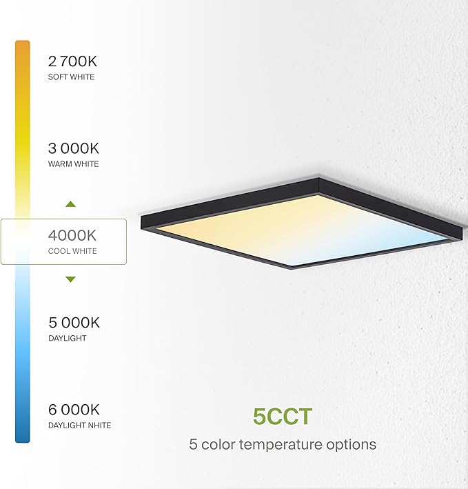 ASD LED 12" Square Flush Mount Ceiling Light Fixture, Low Profile Surface - Image 5