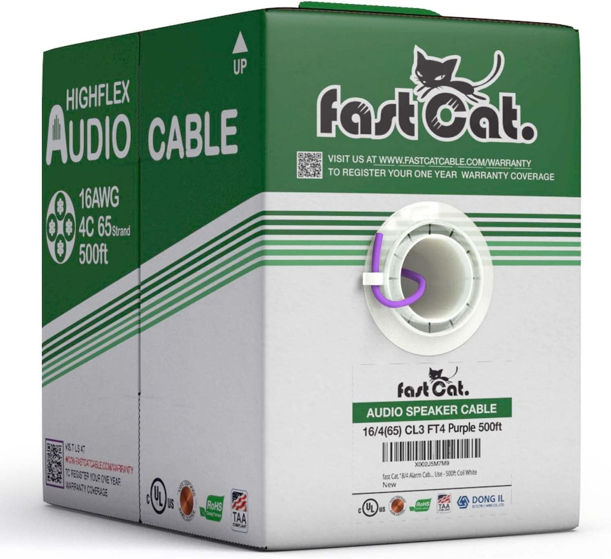 fast Cat. Speaker Wire 16 Guage 4C, UL Listed & CMR/CL3R-FT4 Rated