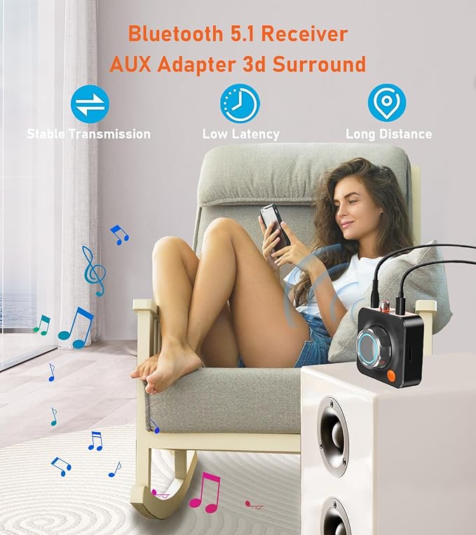 Bluetooth Receiver for Home Stereo, 3D Surround Volume Control Wireless Audio - Image 6