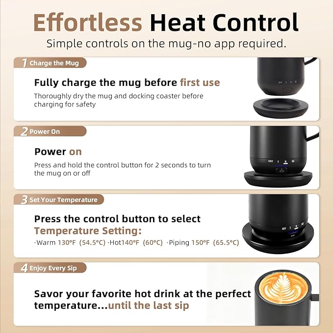 Self Heating Coffee Mug, High-Capacity- 18 oz, 180 Min Battery Life, Smart - Image 3