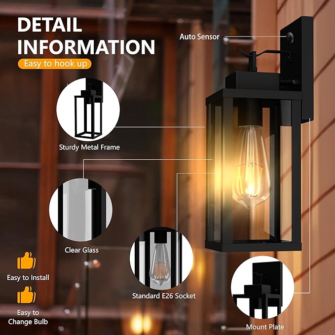 Kainozoic Motion Sensor Dawn to Dusk Outdoor Sensor Light Fixture Anti-Rust - Image 5