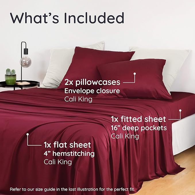 Bambaw 100% Viscose Derived from Bamboo Sheets California King Size Set – 4pcs - Image 2