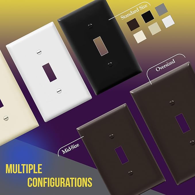 ENERLITES Toggle Light Switch Wall Plate, Gloss Finish, Midway Size 2-Gang - Image 7