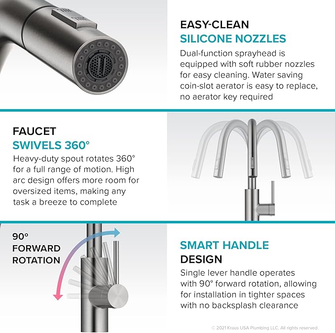 KRAUS Oletto Single Handle Pull Down Kitchen Faucet - Image 3