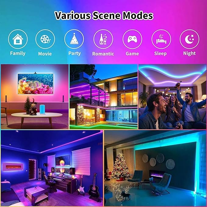 CHARKEE LED Lights for Bedroom 100 ft, Color Changing LED Strip Lights - Image 4