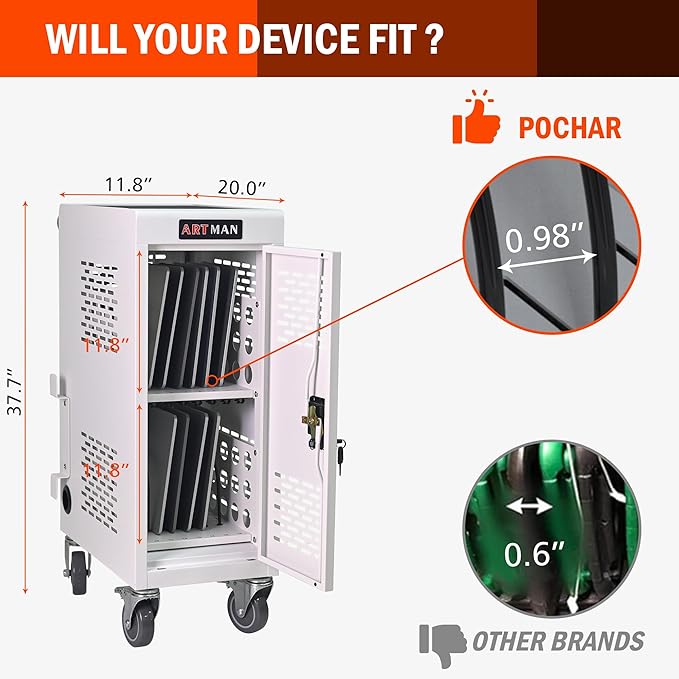 Aokleo Laptop Charging Cart, 16 Devices Tablet Storage Carts - Image 7