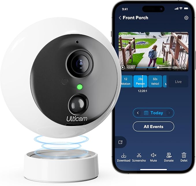 ULTICAM Dot 2K QHD Wireless Smart Security Camera, 170° Wide Angle, AI Human by Unknown