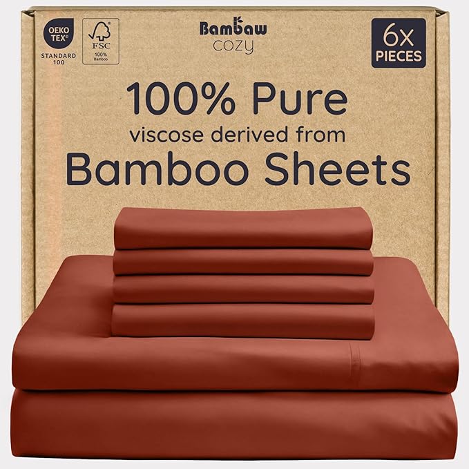 Bambaw 100% Viscose Derived from Bamboo Sheets King Size – 6pcs King Cooling by Bambaw