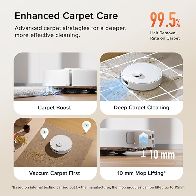 roborock Qrevo Curv S5X Robot Vacuum and Mop, 18500Pa Suction, Zero-Tangling - Image 8