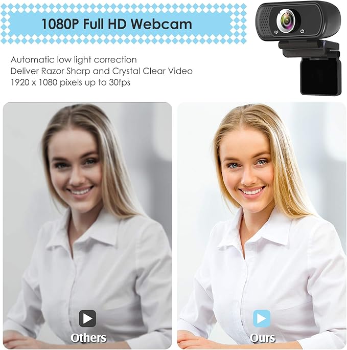 ToLuLu 1080P Webcam with Microphone, HD Webcam Web Camera with Tripod Stand - Image 2