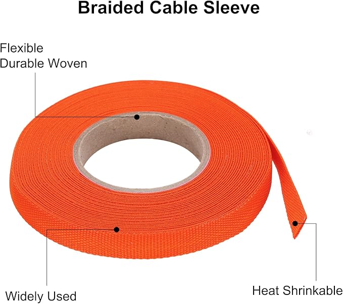 MECCANIXITY Braided Cable Sleeves Heat Shrinkable Fabric Sleeving, 5/16" 33ft - Image 4