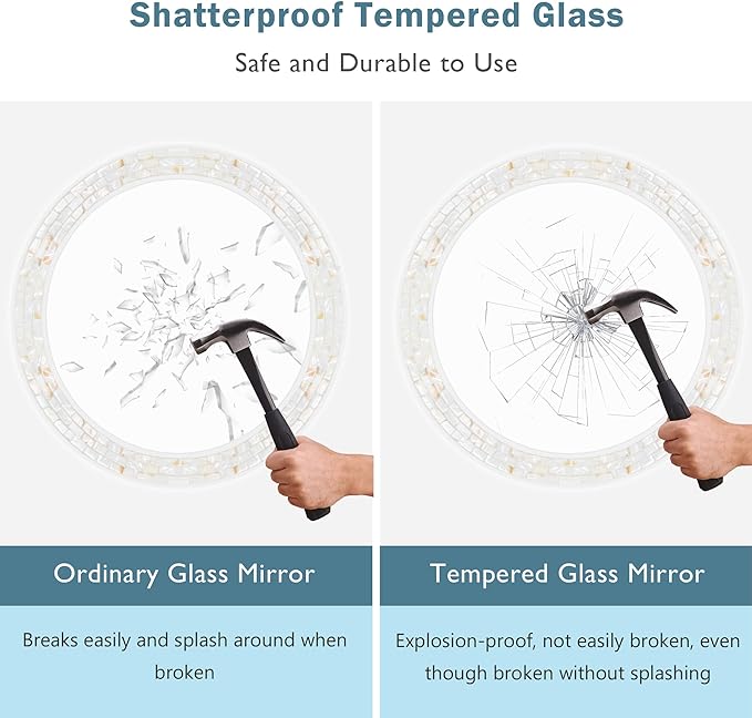 Tanmicoshomy Round Wall Mirror 24 Inch, Circle Mosaic Mirror - Image 5