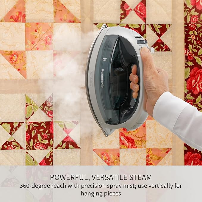 Panasonic NI-QL1100L Cordless Steam/Dry Iron, 1500W Wide Stainless Steel Plate - Image 4