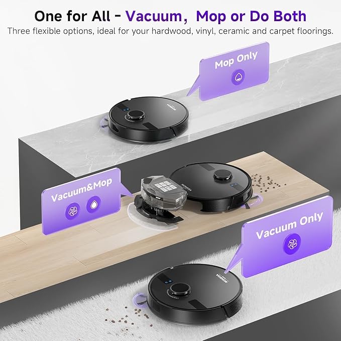 MONSGA Robot Vacuum and Mop Combo, 6000Pa Robotic Vacuum - Image 3