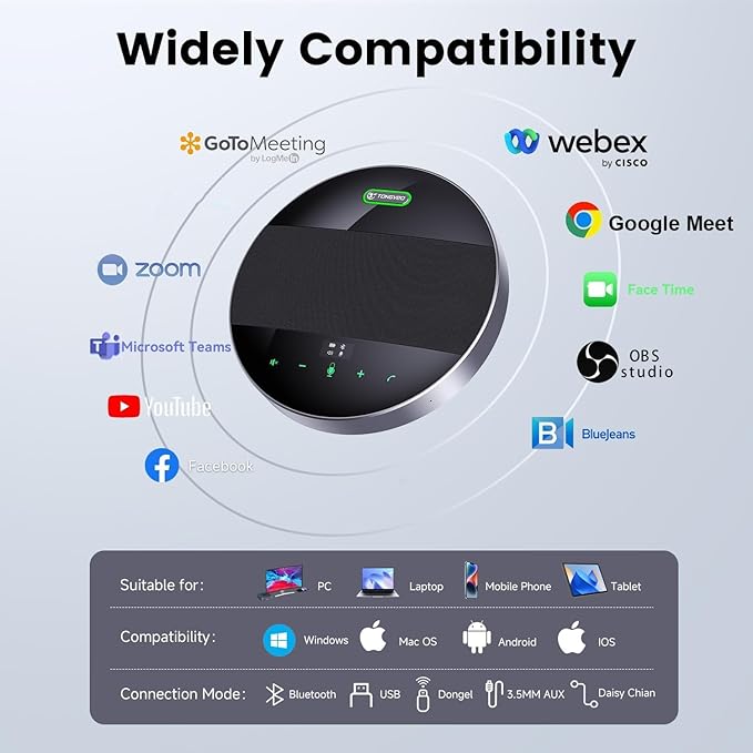 TONGVEO 2-in-1 Conference Speaker and Microphone, Daisy Chain Wireless - Image 9