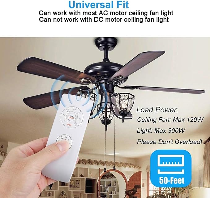 LPHUMEX 2 Pack Universal Ceiling Fan Remote Control Kits, 3-in-1 Fan Speed - Image 3