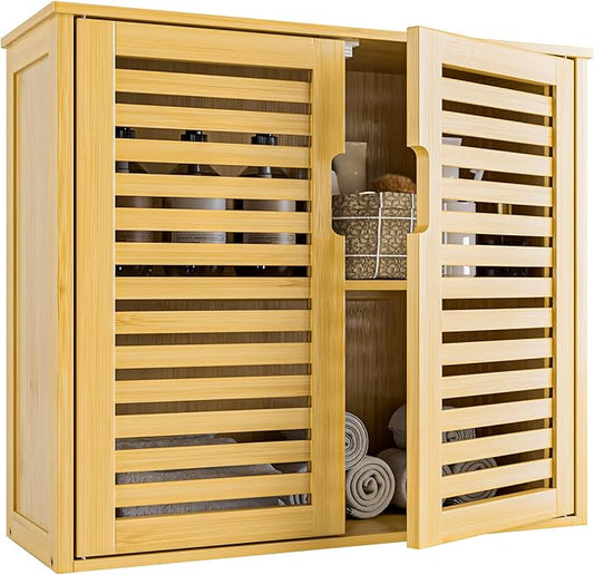 HITNET Bathroom Wall Cabinet, Medicine Cabinet Over The Toilet, Bamboo Hanging by HITNET