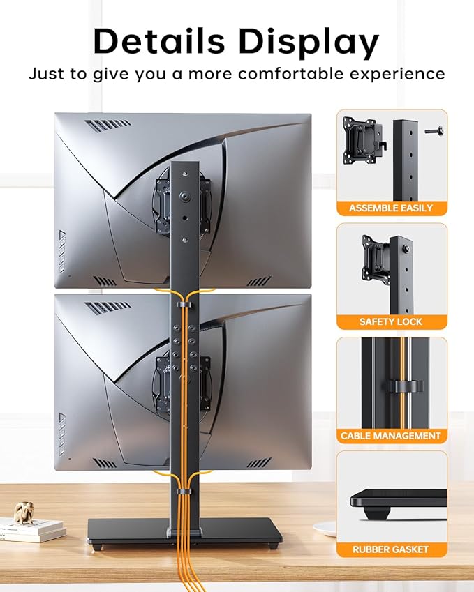 Dual Monitor Stand, FreeStanding Desk Stand - Image 4