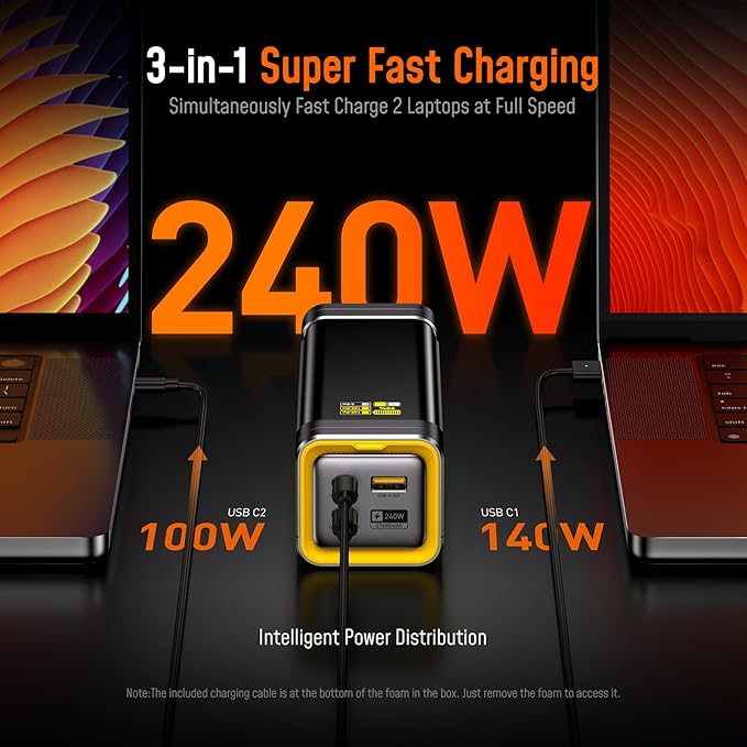 AOHI 240W Laptop Power Bank 27600mAh Portable Fast Charger, Airline-Compliant - Image 4